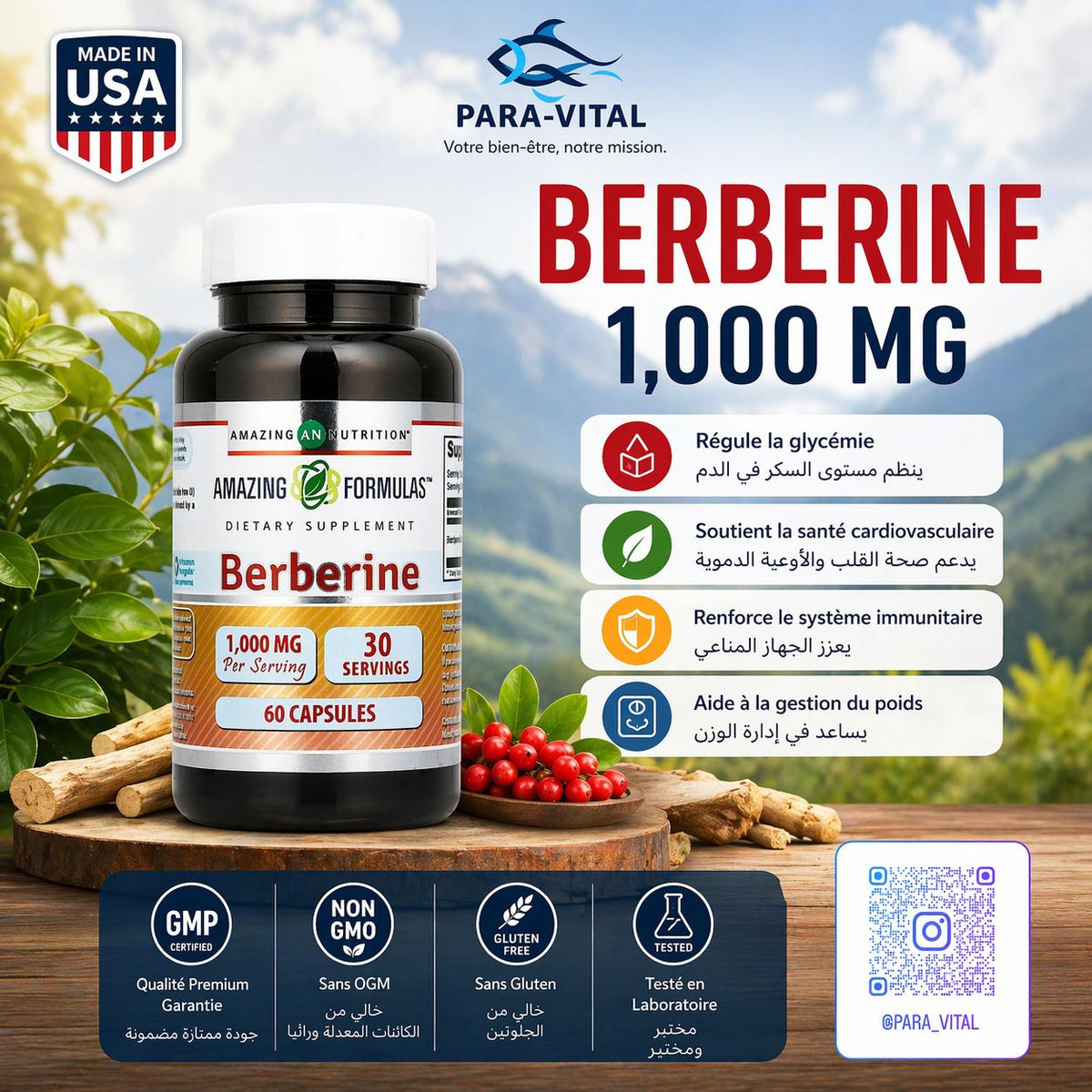 Berbérine 500 mg - Amazing Formulas - 60 gélules