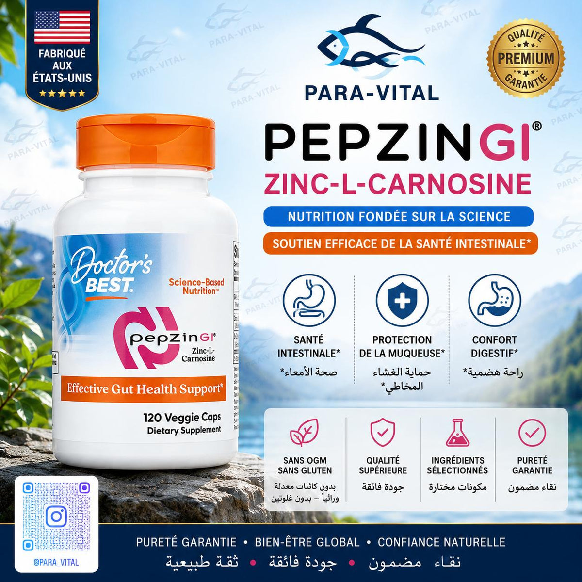 Zinc-L-Carnosine 120 Gélules Végétales Doctor's Best