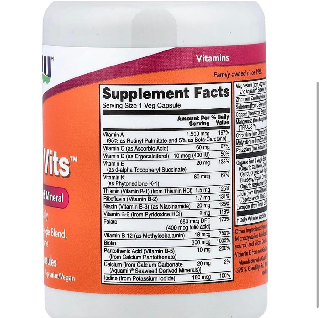 multivitamines- Daily Vits™, 30 capsules végétales - NOW Foods